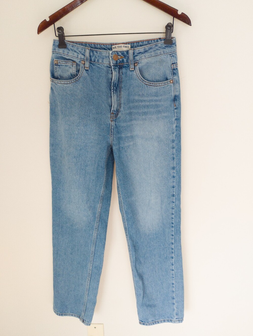 We The Free Free People Pacifica High Rise Slim Straight Leg Jeans 27 Light Wash
